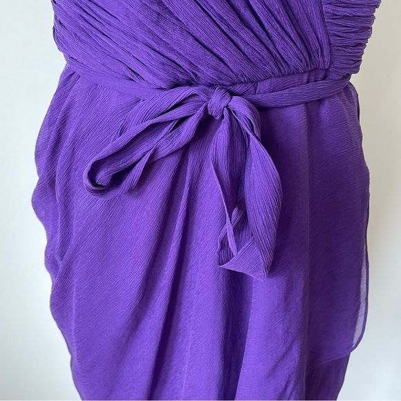 J. Crew Deep Purple Lined Silk Sweetheart Waist Tie Mini Dress 50391 EUC Size 2 - Picture 6 of 9